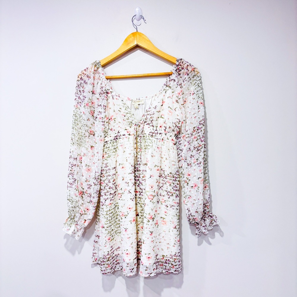 THIRTY/THIRTY White floral flowy dress |‎ Feminine cottagecore | X-Small